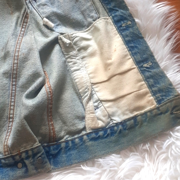 Vtg 80s Levi Strauss / ZZ Top Faded Denim Patch Vest Size Mens' Small - Picture 7 of 11